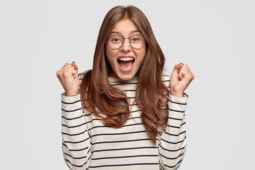 Excited Girl After Getting Her Braces Removed